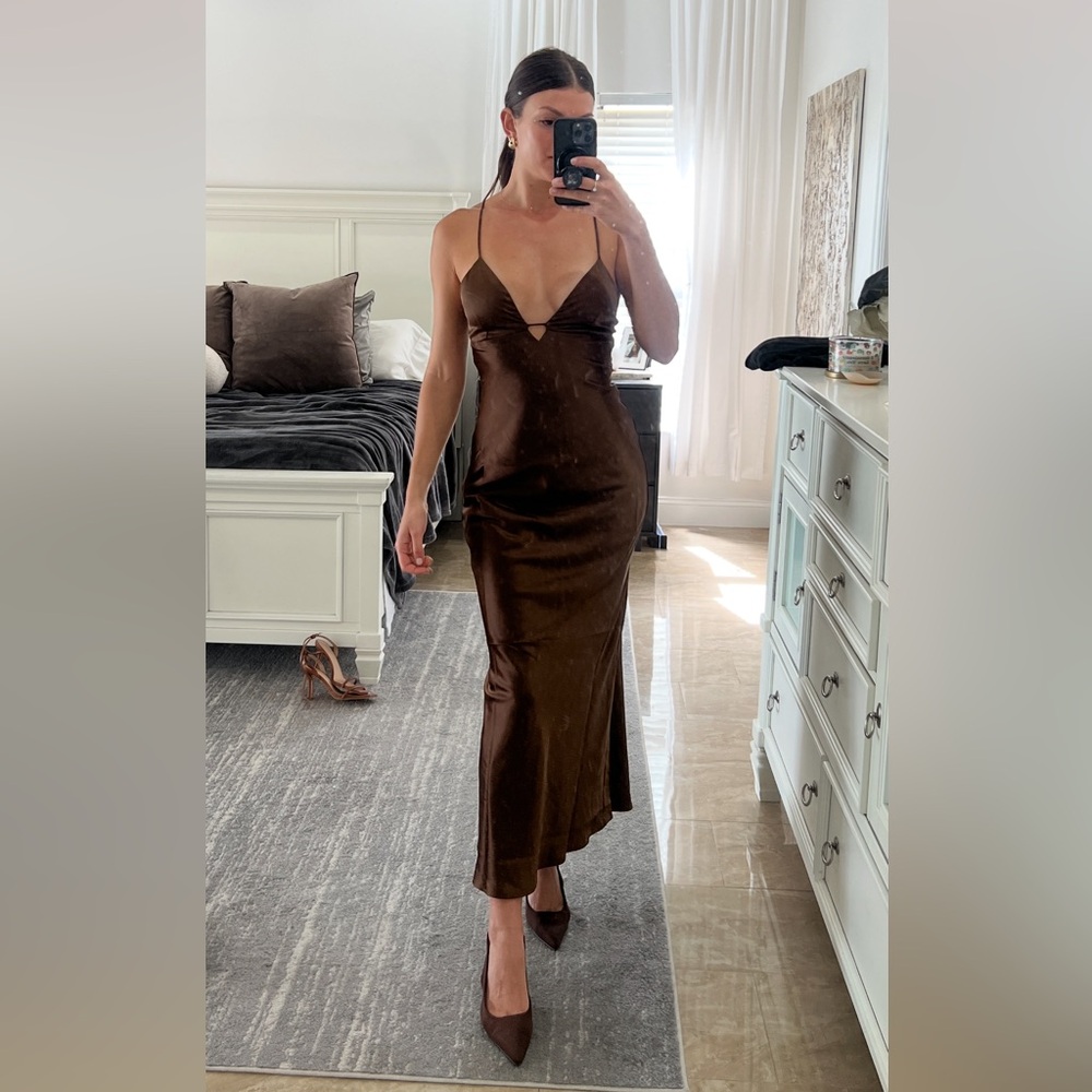 Princess Polly Chocolate Satin dress